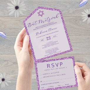 Glam Purple Classic Elegante Resposta Bat Mitzvah