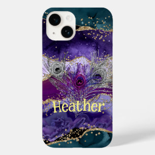 Glam Purple Peacock Agate Feathering