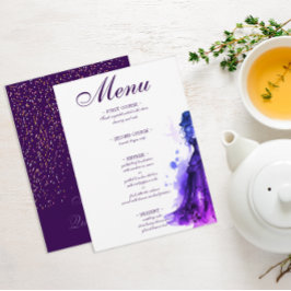 Glam Quince Gótico menu de Quinceañera roxo