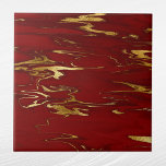 Glam Red Dourado Faux Marble Christmas<br><div class="desc">Padrão de mármore Dourado e vermelho Glam</div>