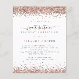 Glam Rosa Dourada Glitter Doce Dezesseis Convidado