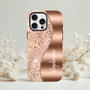 Glam Rosa Dourado Faux Foil Leopard Spots Nome