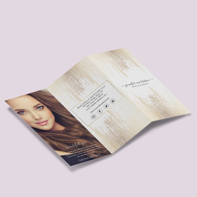 Glam Script Gold Confete Chuva Brochura Tri-Fold (Criador carregado)