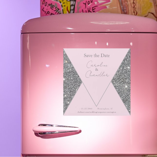 Glam Silver e Casamento Rosa Salvem a Data Magnéti (Criador carregado)