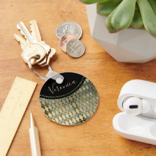 Glam Turquoise Harlequin Personalizado Chaveiro