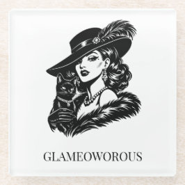 Glam Woman with Cat Fashion Illustration