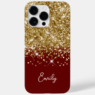 Glama vermelho escuro e Dourado