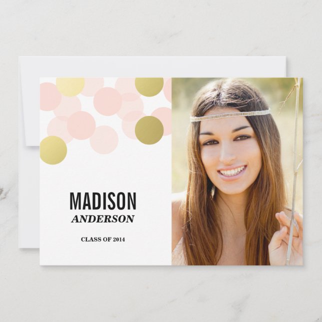 Glamor Faux Foil | Convite de festa de formatura (Frente)