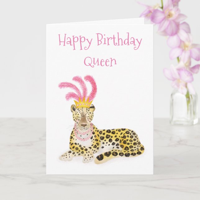 Glamororre Amur lepard Feliz Aniversário Cartão Qu (Orquídea)