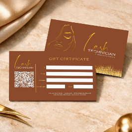 Glamorous Gold & Brown Lash Tech  Gift Certificate