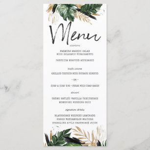 Glamorous Summer Greenery Menu de Casamento Tropic