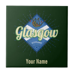 Glasgow UK City Scotland Retro Bagpipe Vintage