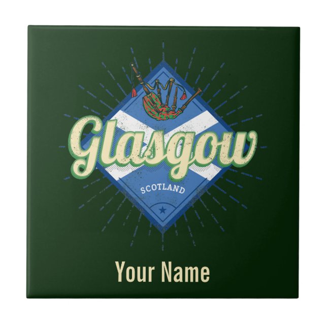 Glasgow UK City Scotland Retro Bagpipe Vintage (Frente)