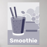 Glass Black, White, Blue Kitchen Wall Art - Poster