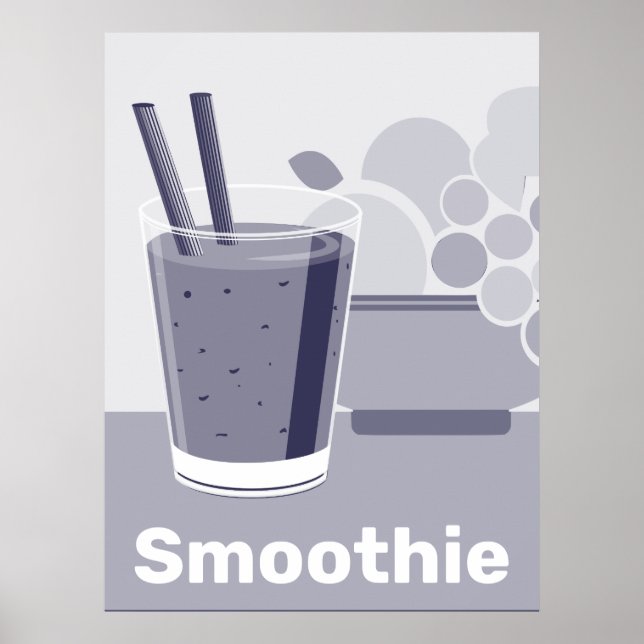 Glass Black, White, Blue Kitchen Wall Art - Poster (Frente)