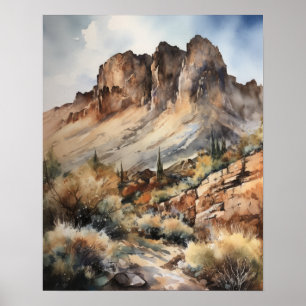 Glass Mounts Watercolor Art Impressão Poster