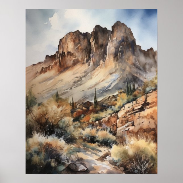 Glass Mounts Watercolor Art Impressão Poster (Frente)