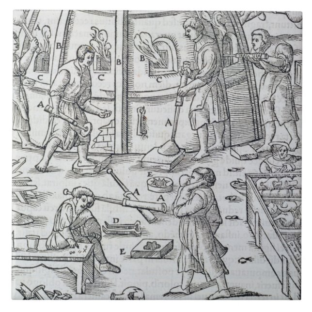 Glassworks, ilustração que mostra o furnac de (Frente)