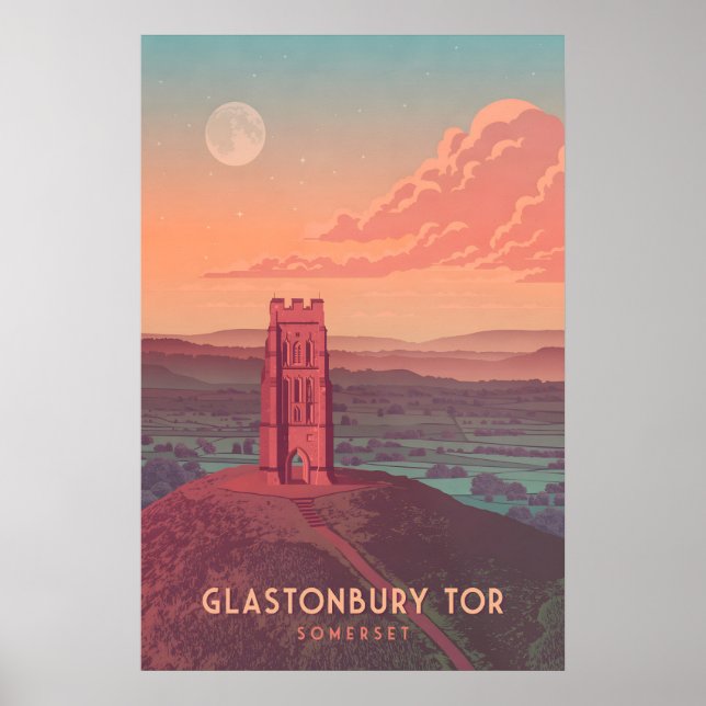 Glastonbury Tor Travel Poster (Frente)
