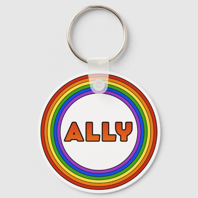 GLBT Ally Chaveiro (Estilo de Botão) (Frente)