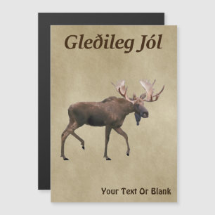 Gleðileg Jól - Alce sobre papel antigo