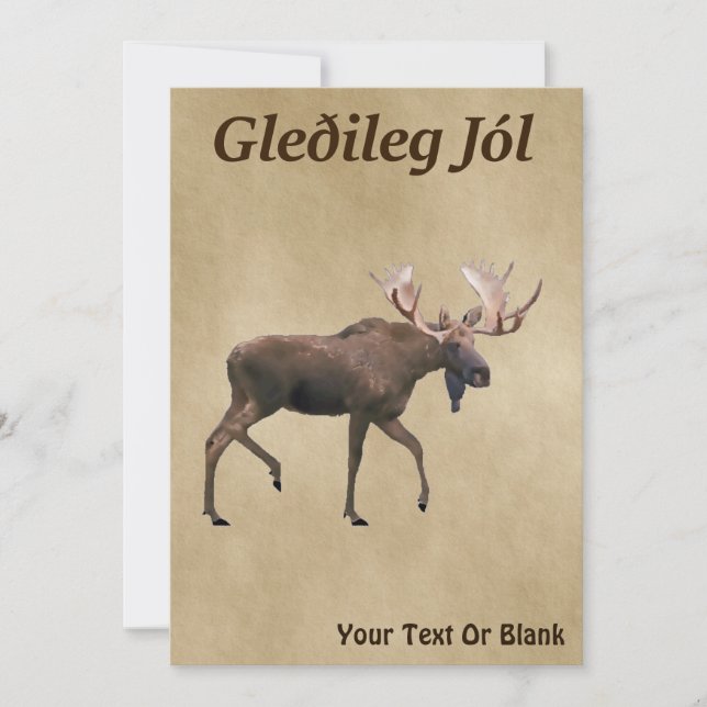 Gleðileg Jól - Bull Moose Em Papel Antigo (Frente)