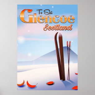Glencoe Scotland poster de ski