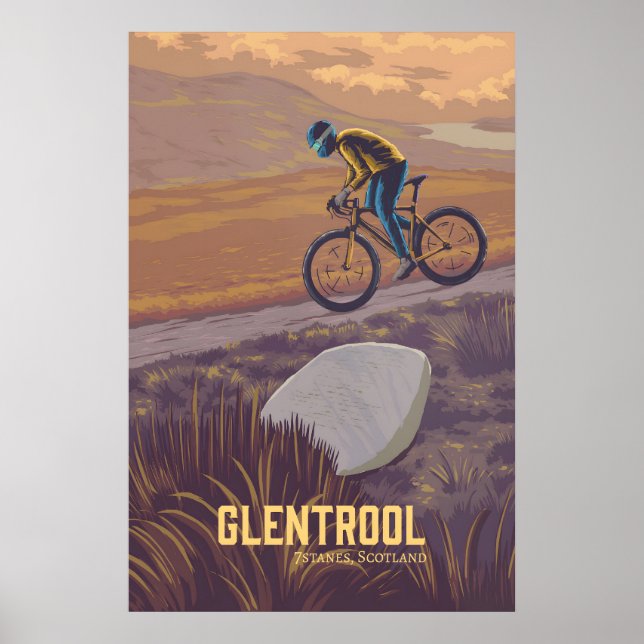 Glentrool Mountain Biking Travel Poster (Frente)