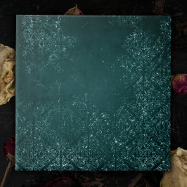 Glimmery Teal Grunge | Rich Dark Green Glam Damask