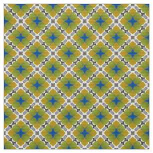 Glitch2 tecido de padrão branco amarelo azul