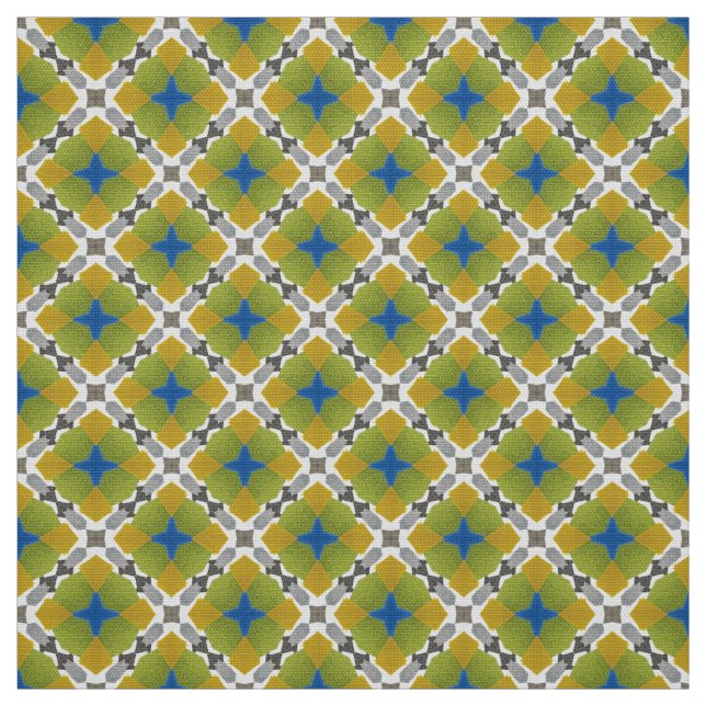 Glitch2 tecido de padrão branco amarelo azul (Modelo)