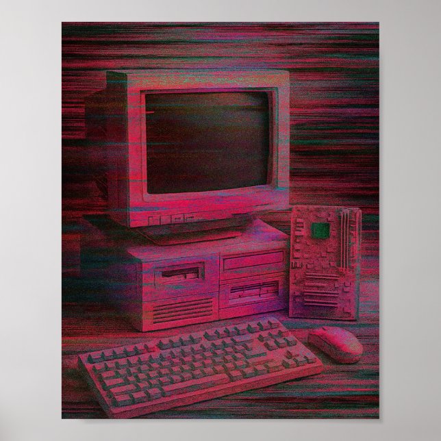 Glitched Terminal | Vaporwave Techcore Poster (Frente)