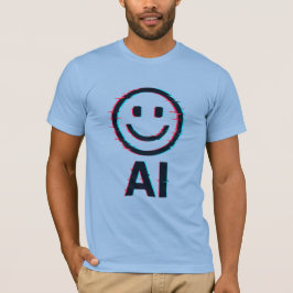 Glitchy AI Smiley - Futurística Design de Camisa T