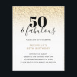 Glitter 50 Dourado Orçamento e Convite para Aniver<br><div class="desc">Pode ser totalmente personalizado para atender às suas necessidades. © Gorjo Designs. Feito para você através da plataforma Zazzle. // Procurando itens correspondentes? Outros artigos de papelaria do conjunto disponível na seção "coleções" da minha loja. // Precisa de ajuda para personalizar o seu design? Tem outras ideias? Sinta-se à vontade...</div>