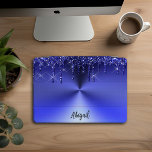 Glitter Azul Espelho de Luxo Personalizado<br><div class="desc">Belo brilho de brilho azul esparso com brilho com textura de metal escovado Design Cobrir personalizado iPad Pro</div>