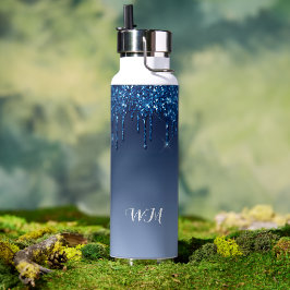 Glitter Azul Frasco de Água Personalizado