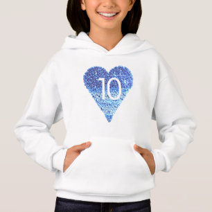 Glitter Blue Heart 10th Birthday