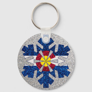 Glitter Colorado flag snowflake chaveiro