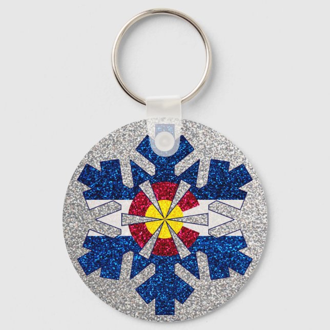 Glitter Colorado flag snowflake chaveiro (Frente)