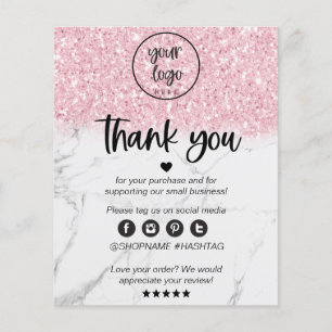 Glitter Cor-De-Rosa, Marble Business Obrigado Por