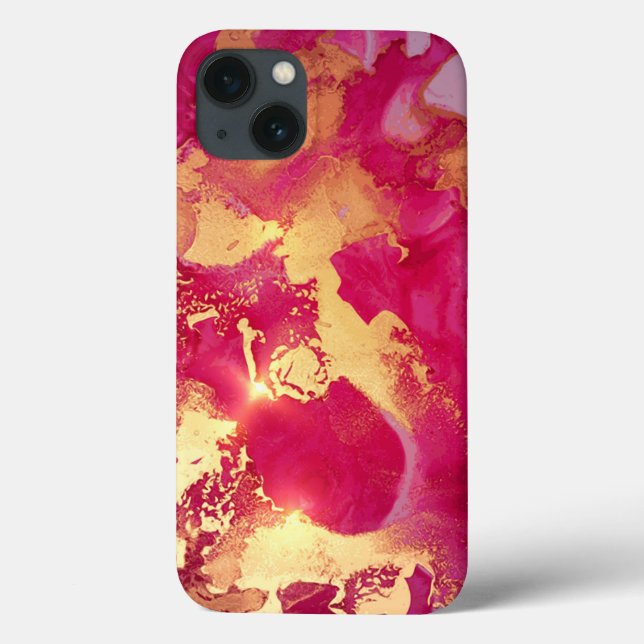 Glitter de Aquarela Fuschia Dourado iPhone / iPad  (Verso)