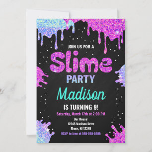 Glitter de Convite de Aniversário do Slimp Party