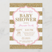 Glitter de Convite para Chás de fraldas Rosa e Dou