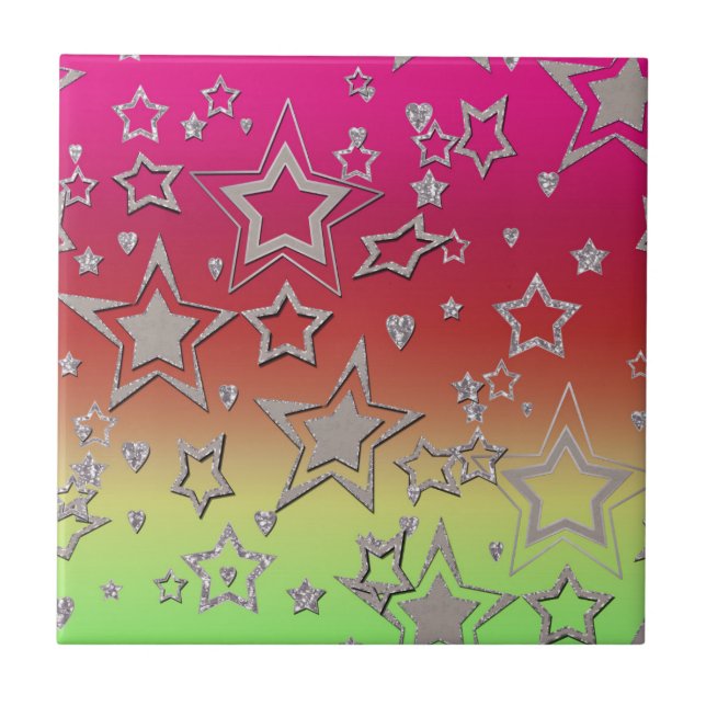 Glitter de gradiente natalício brilhando estrelas  (Frente)