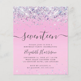 Glitter de Orçamento 17º Convite de aniversário