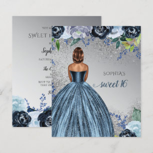 Glitter de Orçamento Azul Vestido Doce Doce 16 Con