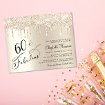 Glitter de Orçamento Dourado 60º Convite de aniver<br><div class="desc">Elegante,  chic e econômico 60º convite de aniversário com "60 & Fabuloso" em um script de na moda contra fundo dourado,  com gotas de brilho dourado.</div>