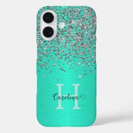 Glitter De Prata, Aço De Teal De Pincel, Personali