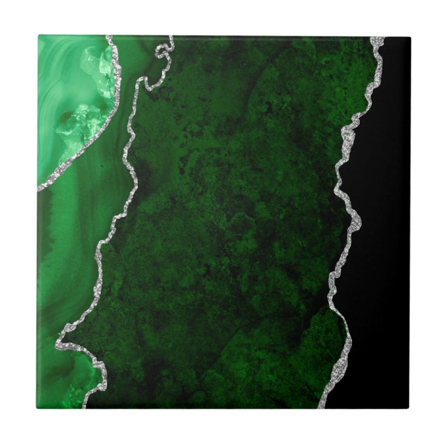 Glitter de Prata Glamorosa Marble Floresta Verde (Frente)