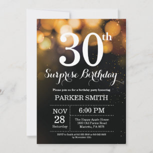 Glitter Dourado de Convite para aniversário de 30